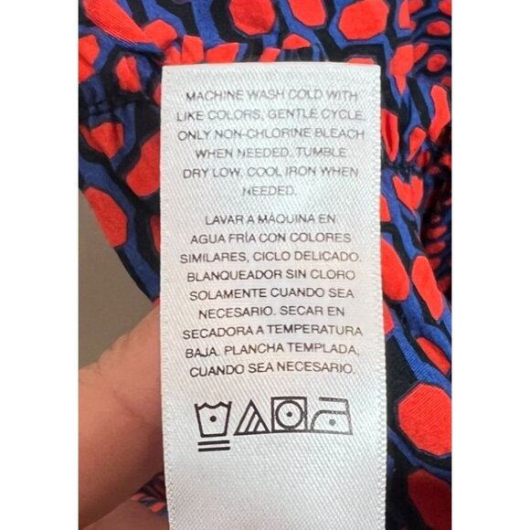 Scoop Womens Asymmetrical Ruffle Midi Dress Red Navy Coastal Preppy Style Large - Picture 7 of 9